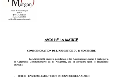 COMMEMORATION DE L’ARMISTICE DU 11 NOVEMBRE